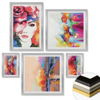WANDBILDER 5er Set - 50x50 cm & 20x30 cm & 40x60 cm Silberner Rahmen - Italienische Flüsse, Hügel, Straße - Silberfarben, Kunststoff (40/60cm) - ArtPrintCave