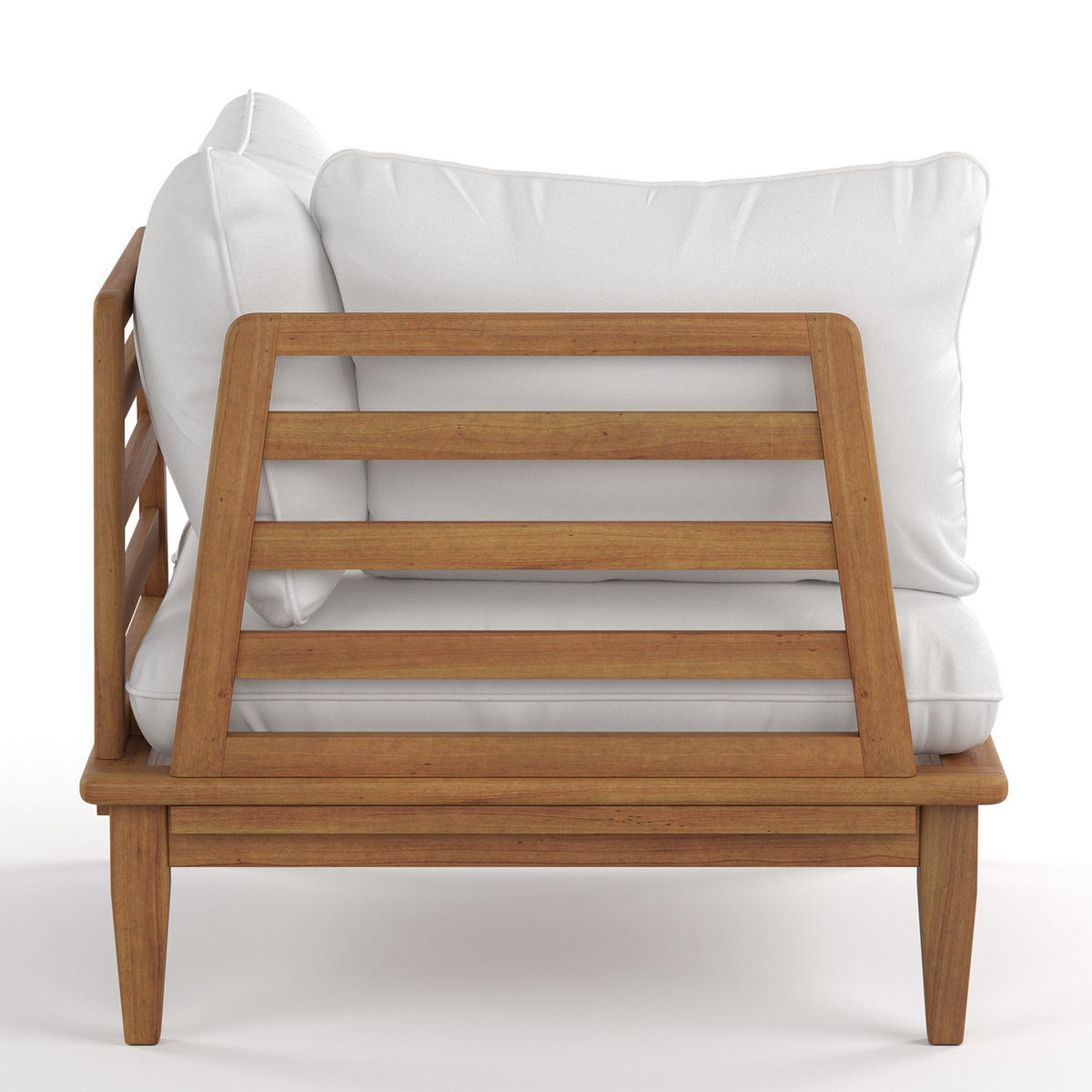 LOUNGEGRUPPE - 2-teilig - Akazie massiv / Webstoff - Akazie Braun / Creme - Creme/Akaziefarben, Holz/Textil - home24