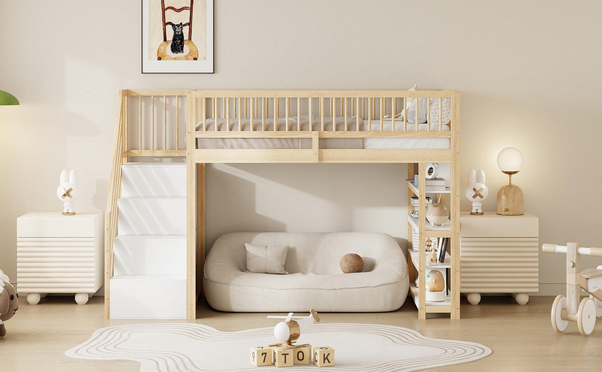 HOCHBETT 90x200 cm Schrank Regal Holz - Naturfarben, Holz (90/200cm) - LEBENLANG