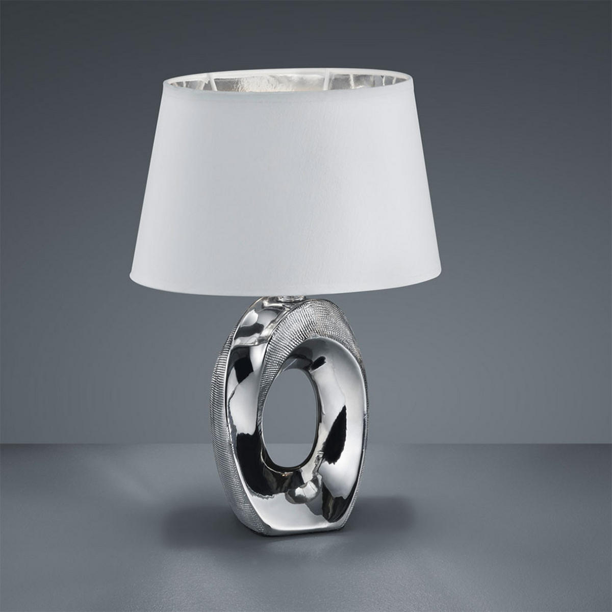 LED TISCHLEUCHTE Keramik Silber - Silberfarben, Keramik (4.5/8.1/33cm)