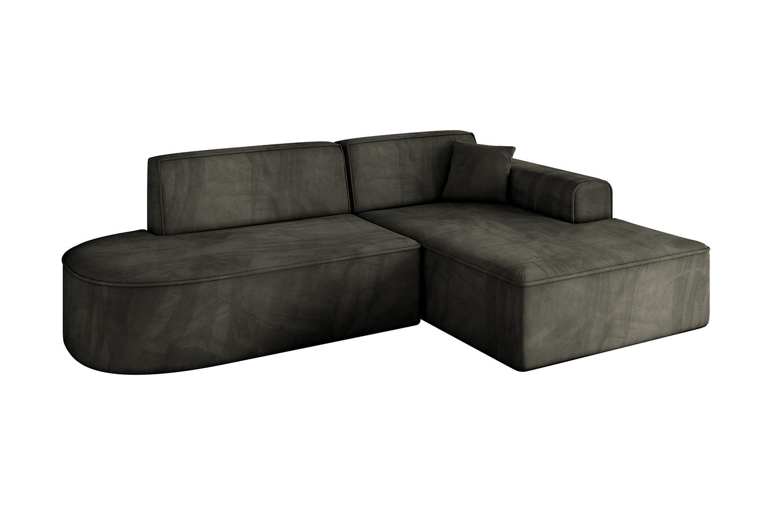 ECKSOFA Ottomane Rechts IREA-L1-v3 - 232x165x77 cm Schwarz - Schwarz, Holzwerkstoff/Textil (232/165cm) - ALTDECOR