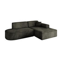 ECKSOFA Ottomane Rechts IREA-L1-v3 - 232x165x77 cm Schwarz - Schwarz, Holzwerkstoff/Textil (232/165cm) - ALTDECOR