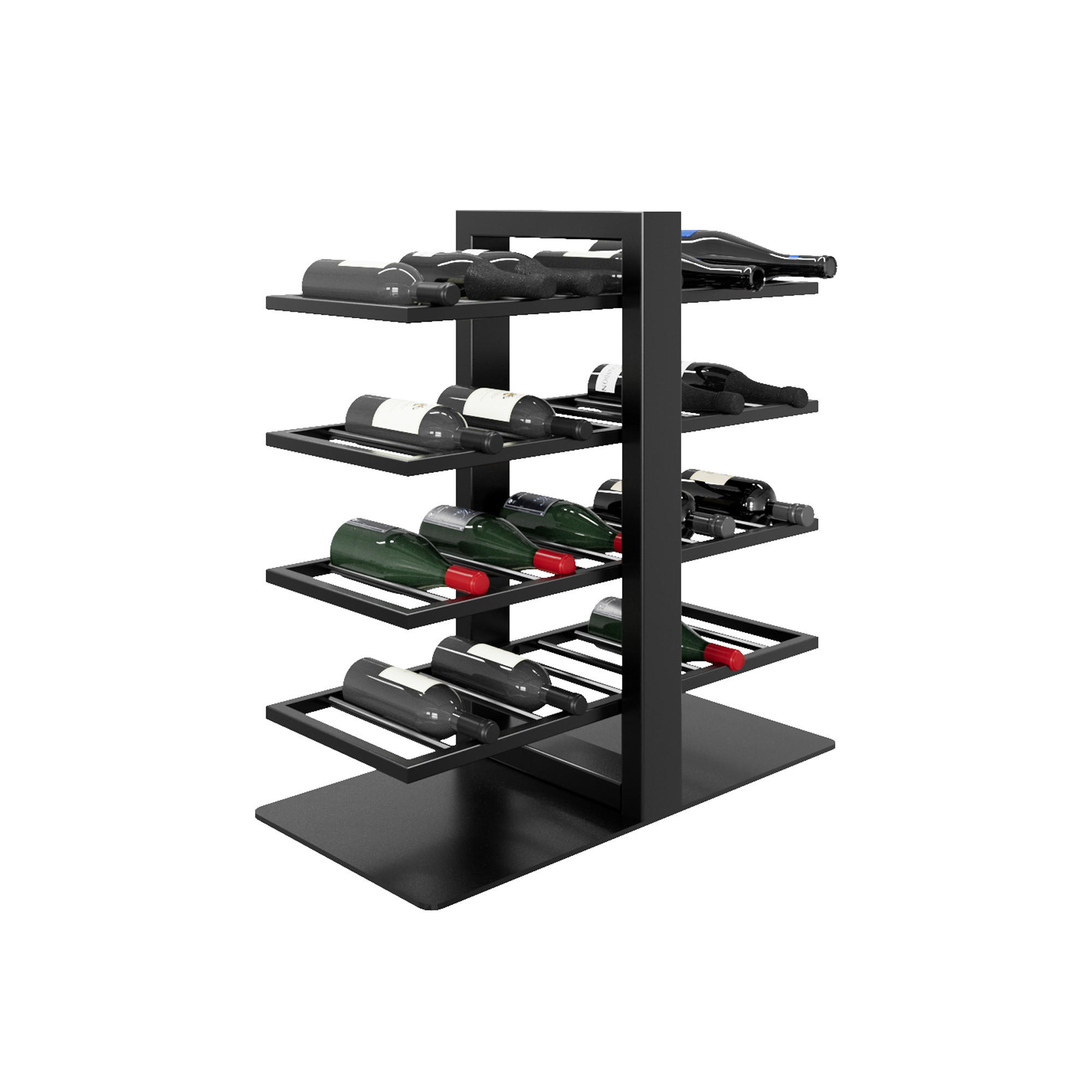 WEINREGAL Corse Metall,Schwarz, Für 40 Weinflaschen 80/80/30cm - Schwarz, Metall (30/80/80cm) - Metalo Pro