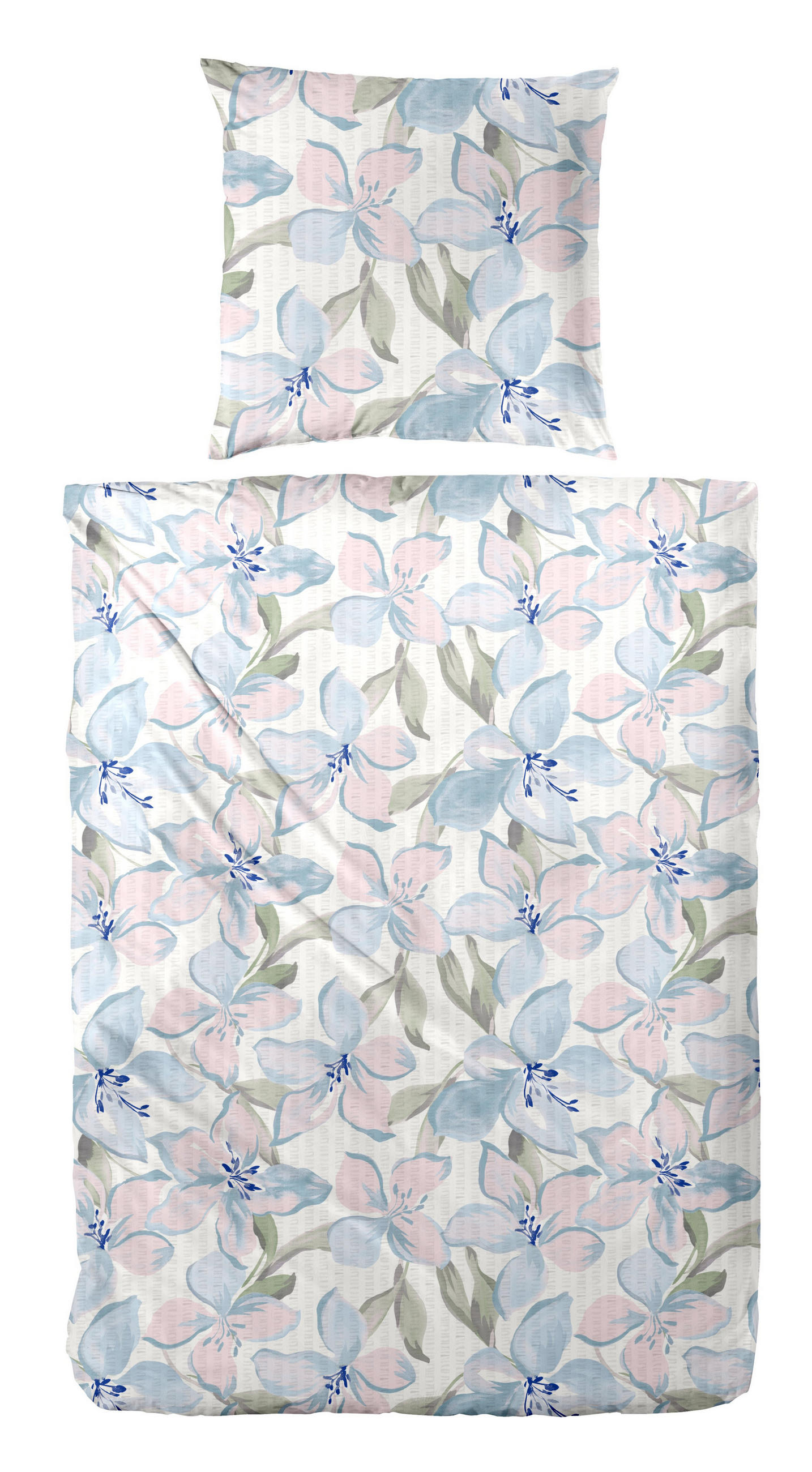 SEERSUCKER-BETTWÄSCHE 135x200 aus 100% Baumwolle, Sommer Bettbezug Bügelfrei 135 x 200 Blumen Blau - Blau, Textil (135/200cm) - Carpe Sonno