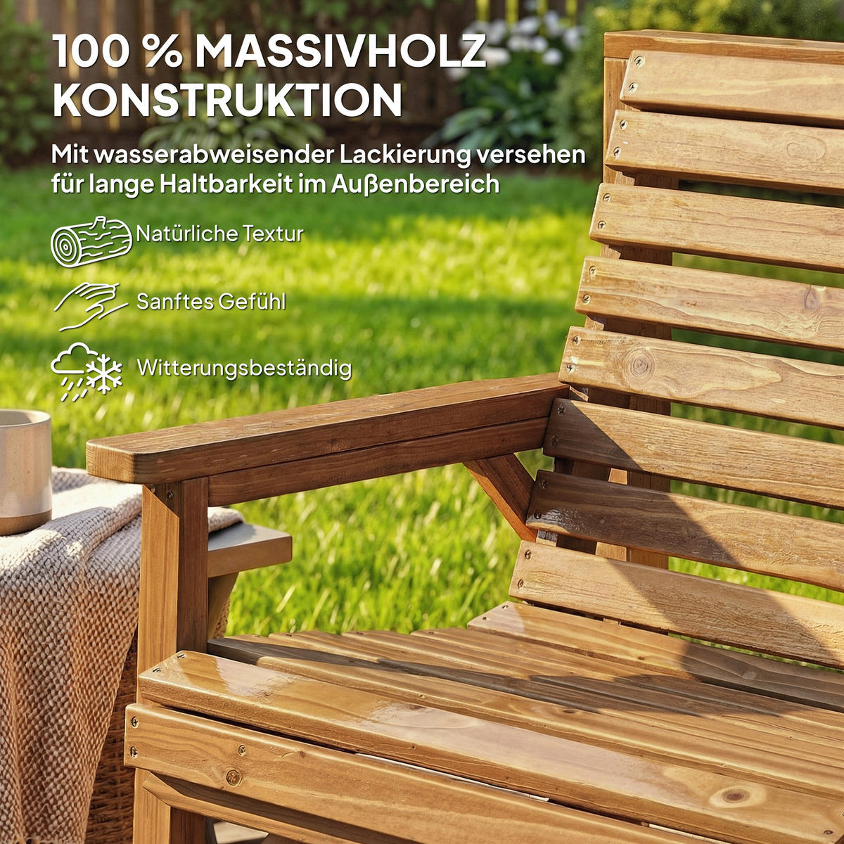 GARTENSTÜHLE 3er Set Tannenholz Naturholz - Naturfarben, Holz - Outsunny