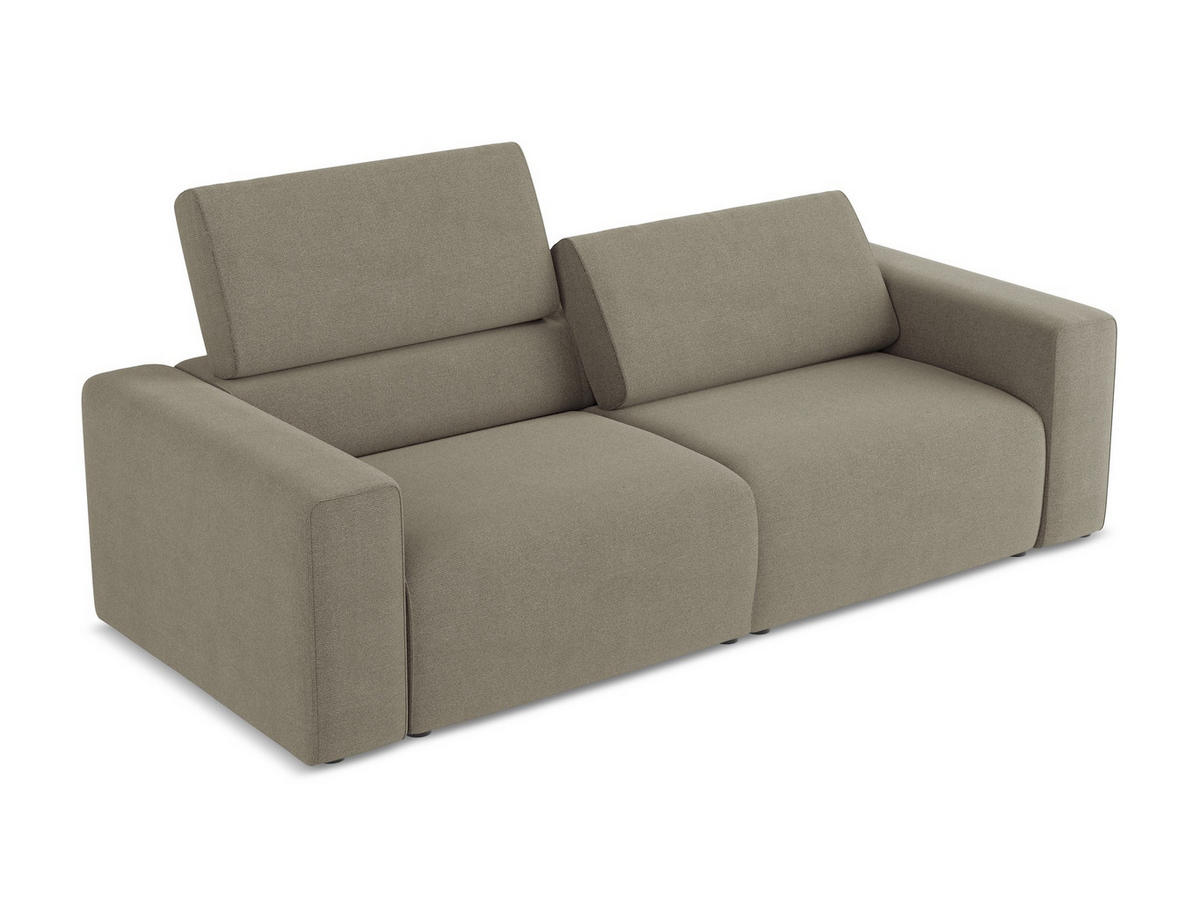 3-SITZER SOFA Strukturstoff Stoff Beige - Beige/Schwarz, Kunststoff/Textil (224/80/103cm) - Makamii