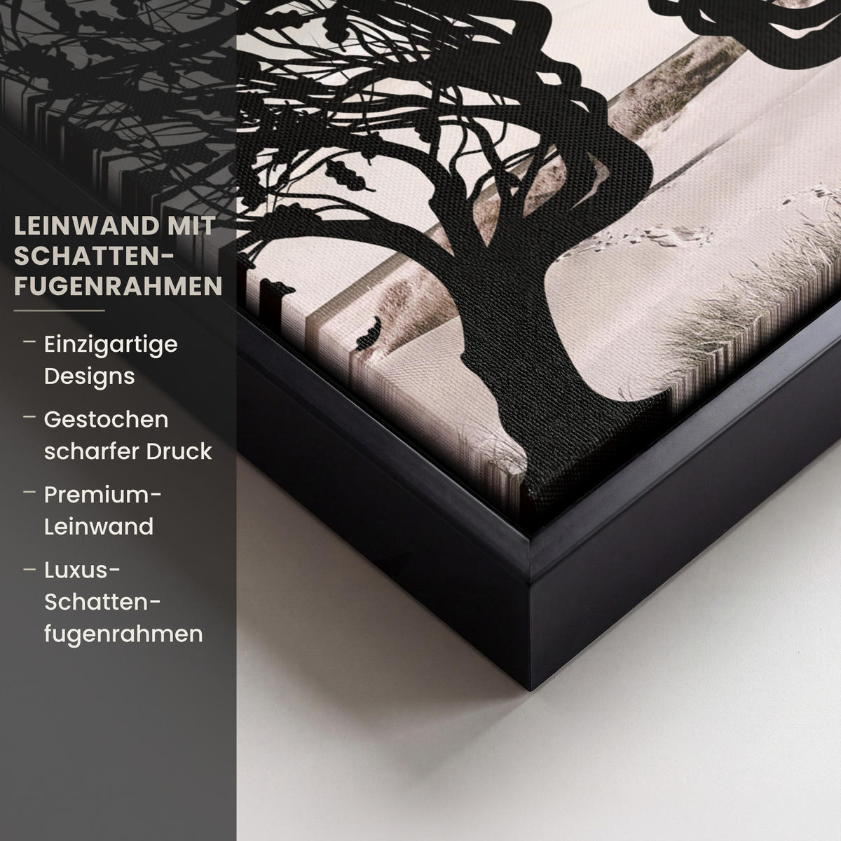 LEINWAND Bilder mit Rahmen - Strand - Meer - Menschen - Baum - Moderne Kunst - 20x30 - Hellgrau, Textil (20/30cm) - MuchoWow