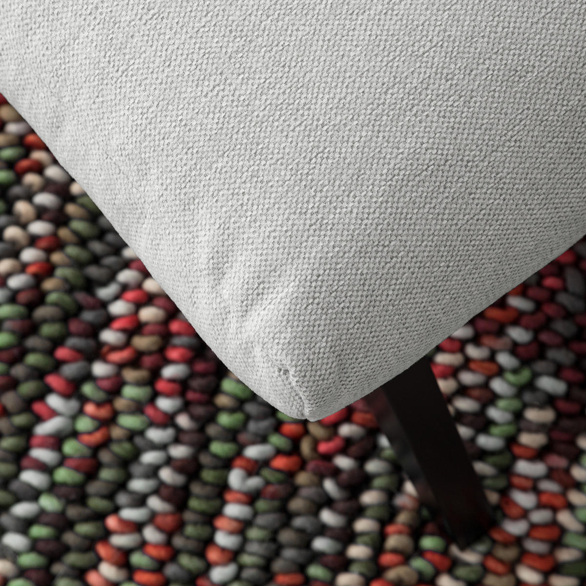 POLSTERHOCKER - Hellgrau/Schwarz, Eichenholz/Textil (54/41/41cm) - home24