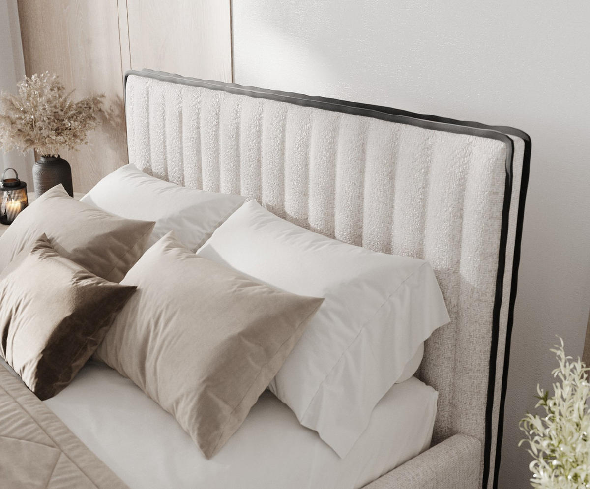 POLSTERBETT Aria 160/200 cm Hellbeige im Neve Stoff - Sandfarben/Naturfarben, Holz/Holzwerkstoff (160/200cm) - AltaBeds