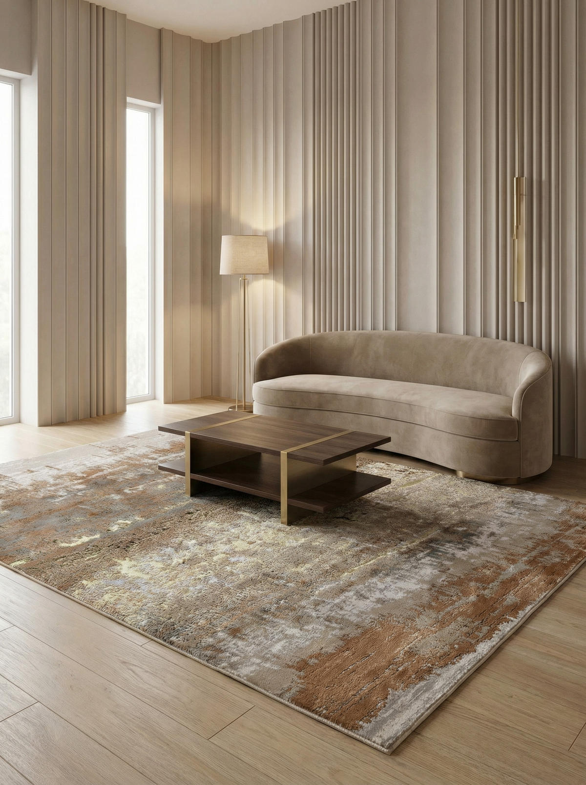 TEPPICH Hochglanz Metallic abstrakt pflegeleicht strapazierfähig COMO-Bellagio, Gold 120x170 cm - Goldfarben, Textil (120/170cm) - KADIMA DESIGN