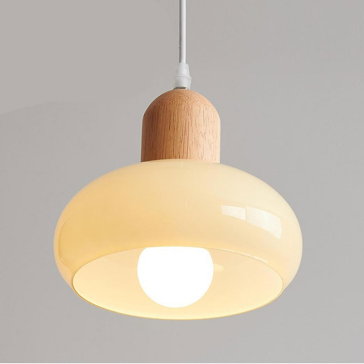 PENDELLEUCHTE Glas & Gummiholz, E27 20CM - Gelb, Glas (19/20/19cm) - Weltevree