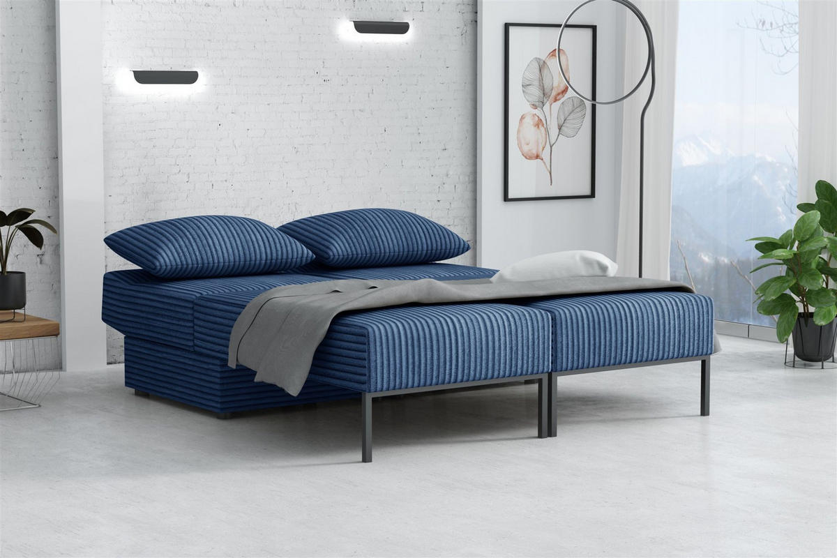 SCHLAFSOFA Gorka - Blau, Holzwerkstoff/Textil (240/87/103cm) - Fun Möbel
