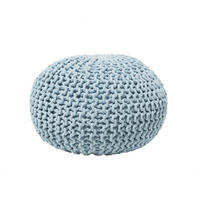 POUF Conrad 50/50/35 cm - Blau, Naturmaterialen/Textil (50/35/50cm) - Beliani