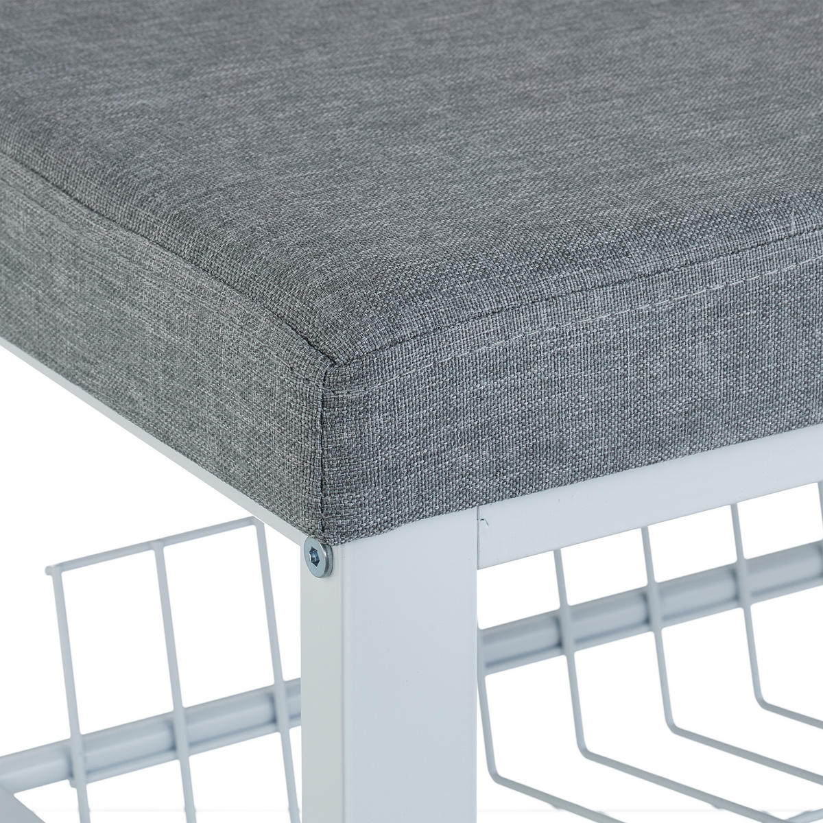 SCHUHBANK - Weiß, Holzwerkstoff/Textil (82/50.5/33cm) - Relaxdays