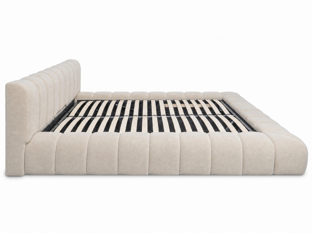 POLSTERBETT Adore Hellbeige 200/200 cm Samt mit Bettkasten - Beige, Textil/Metall (200/200cm) - wonello