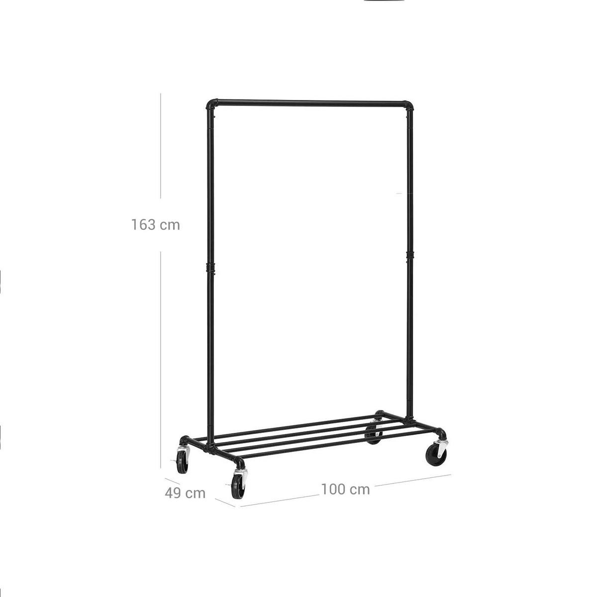 KLEIDERSTÄNDER - Schwarz, Metall (163/49/100cm) - Hansiro