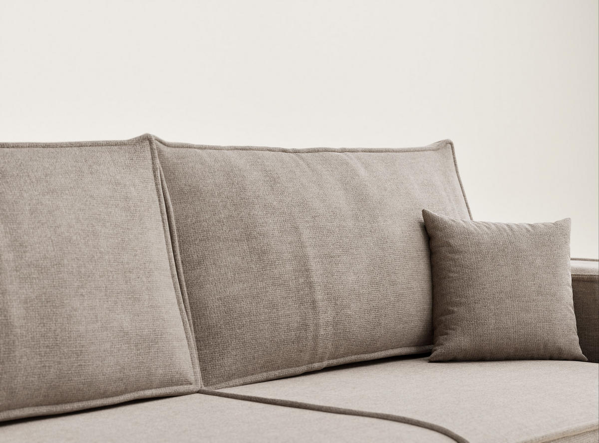 SOFA MIT SCHLAFFUNKTION Milos Grau braun Chenille-Stoff - Graubraun/Schwarz, Holz/Holzwerkstoff (255/70/105cm) - Maison de Reve