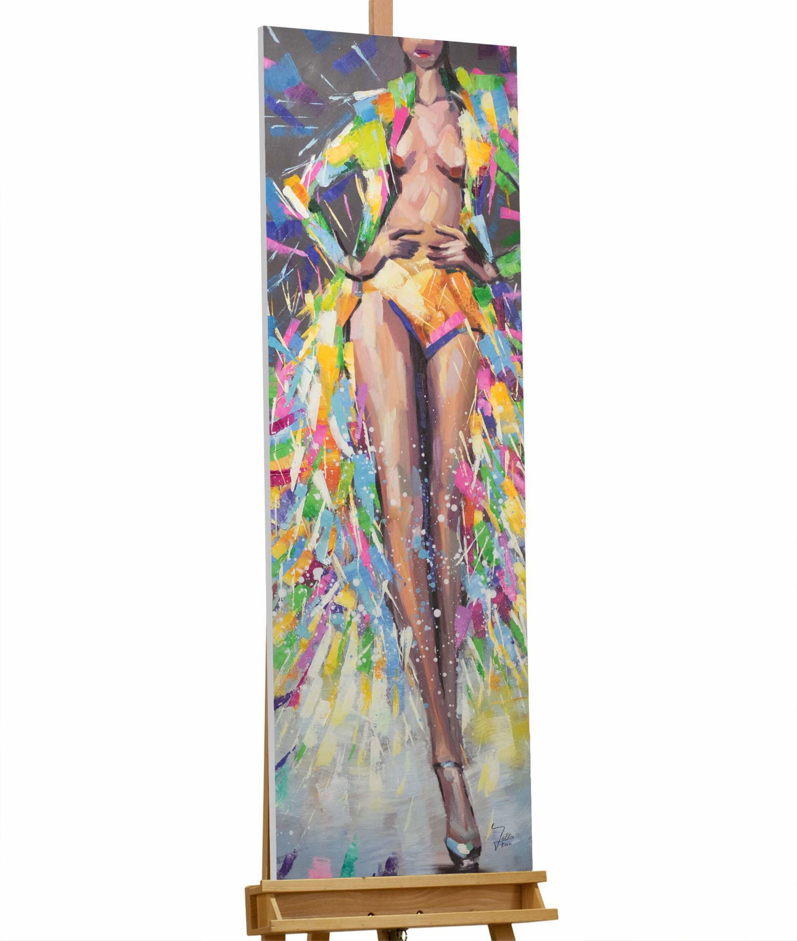 ACRYLBILD HANDGEMALT 40/120 cm - Multicolor/Braun, Holz/Textil (1.52/120cm) - KUNSTLOFT