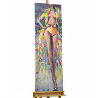 ACRYLBILD HANDGEMALT 40/120 cm - Multicolor/Braun, Holz/Textil (1.52/120cm) - KUNSTLOFT