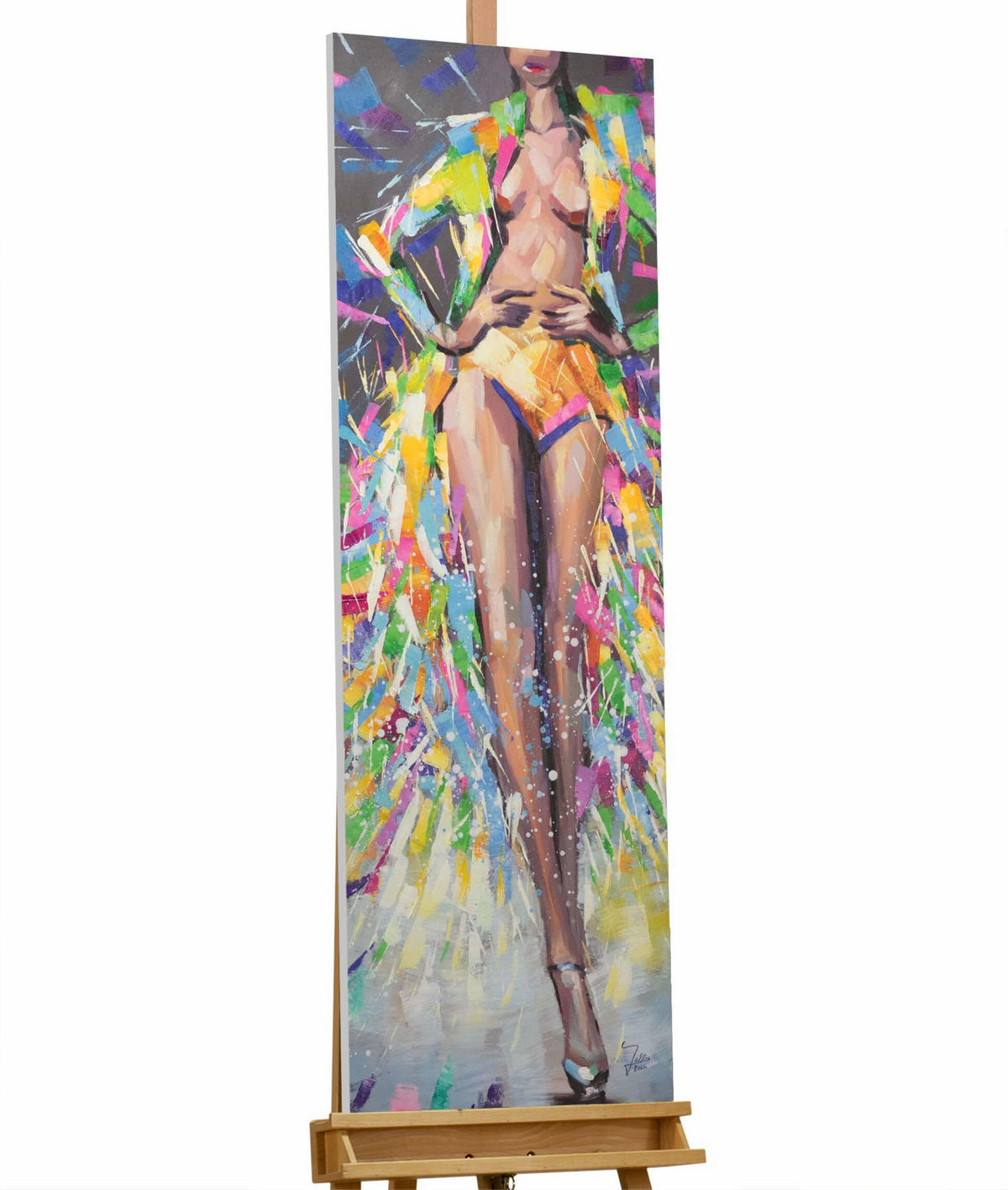 ACRYLBILD HANDGEMALT 40/120 cm - Multicolor/Braun, Holz/Textil (1.52/120cm) - KUNSTLOFT