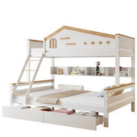 ETAGENBETT 90/200 cm und 140/200 cm Weiß+Natur mit zwei Schubladen und Sicherheitsgitter - Weiß, Holzwerkstoff (90/200cm) - OKWISH