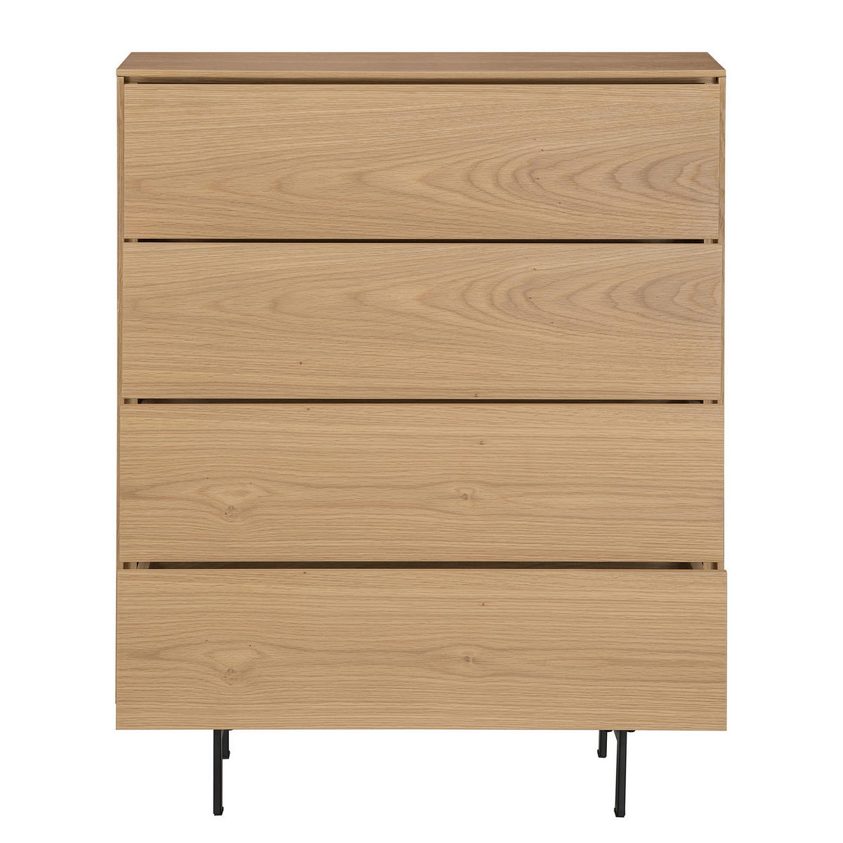 FURNIERTE KOMMODE - Eichefarben, Holzwerkstoff/Metall (80/100/40cm) - home24