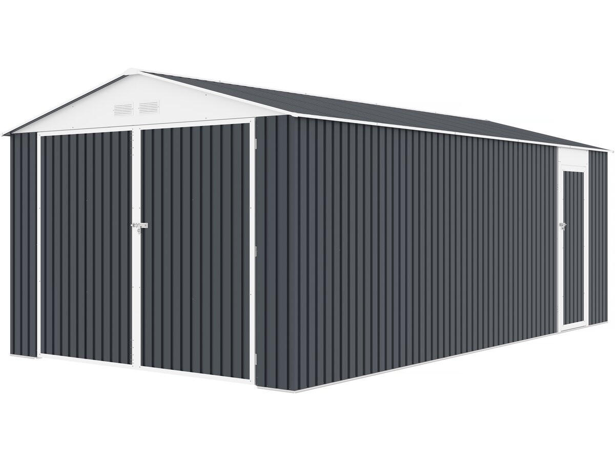 GARAGE AUS METALL Houston mit Solarpanel Anthrazit - Anthrazit, Metall (470/235/310cm) - Habitat Garten