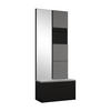 GARDEROBENSCHRANK Rosanno III Schwarz 80,6/204/40 cm – Modern, mit Spiegel und Kleiderhaken - Schwarz, Holzwerkstoff/Kunststoff (80.6/204.1/40cm) - AX Living