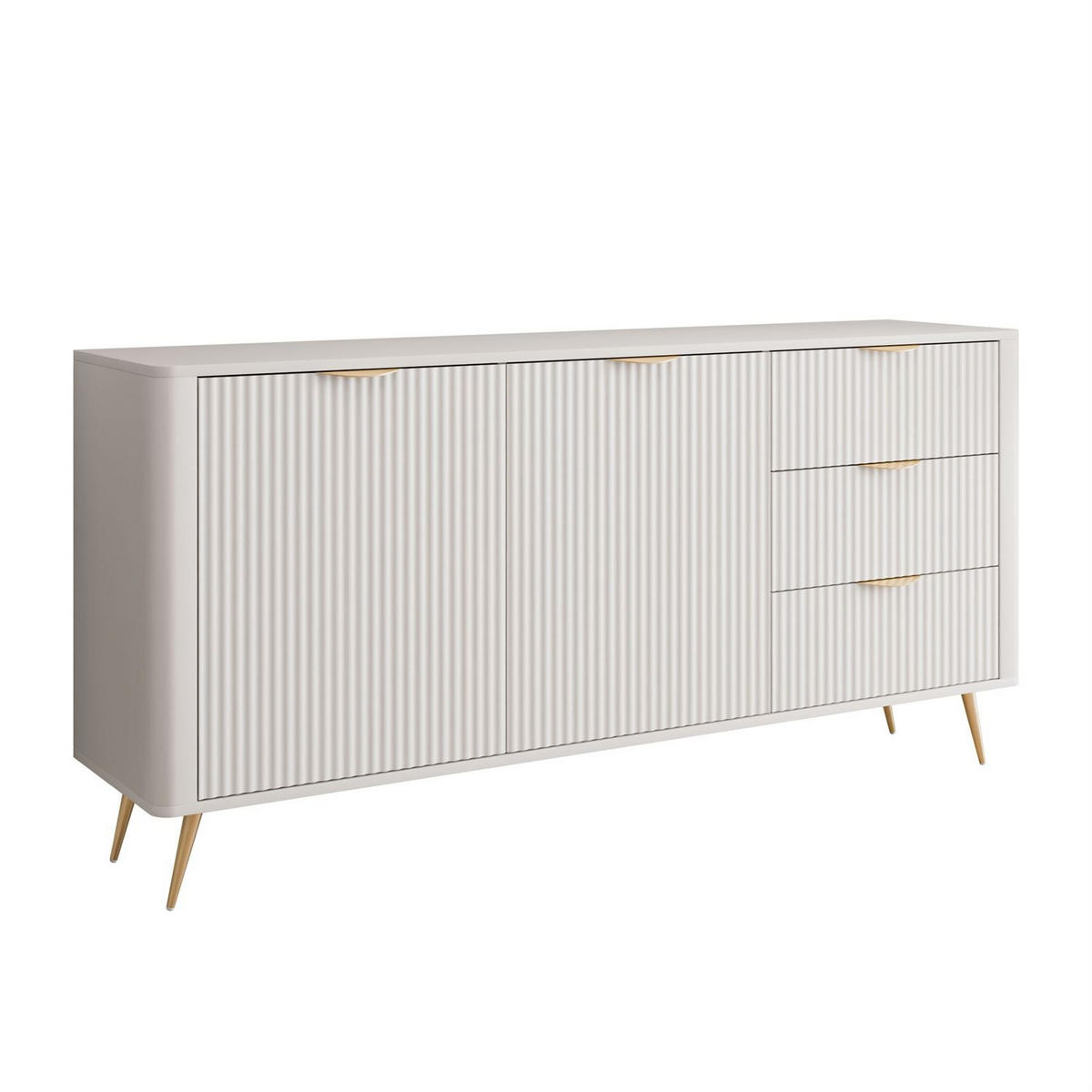 SIDEBOARD SCARLETT 163 2D3S MIT SCHUBLADEN BEIGE + GOLD - Beige, Holzwerkstoff (163/81/38cm) - Lookway