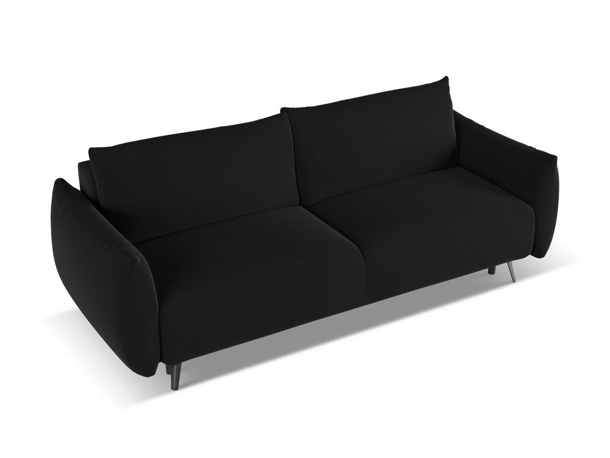 3-SITZER SOFA mit Schlaffunktion Samt Stoff Schwarz - Schwarz, Textil/Metall (230/86/105cm) - Makamii