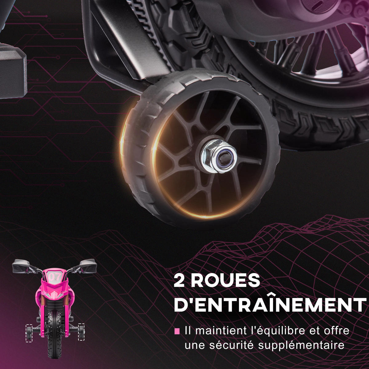 ELEKTRO-MOTORRAD DE-13058 Stützräder Rosa - Pink, Kunststoff (105/57/62cm) - ComfortXL