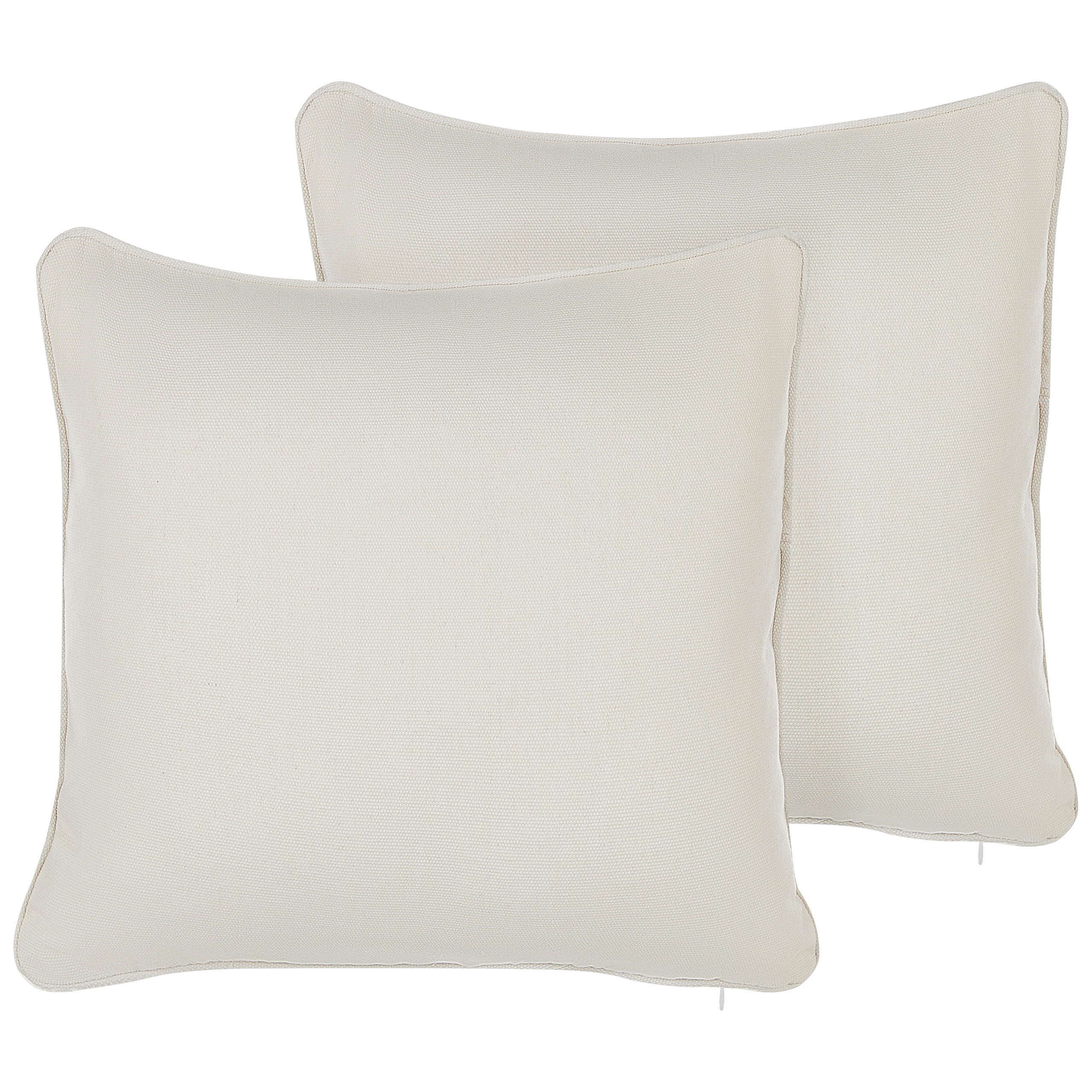 DEKOKISSEN 2er-Set Weiß 45/45 cm Heliotrope - Weiß, Textil (45/45cm) - Beliani