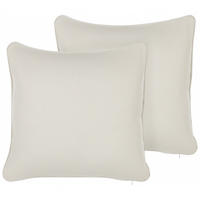 DEKOKISSEN 2er-Set Weiß 45/45 cm Heliotrope - Weiß, Textil (45/45cm) - Beliani
