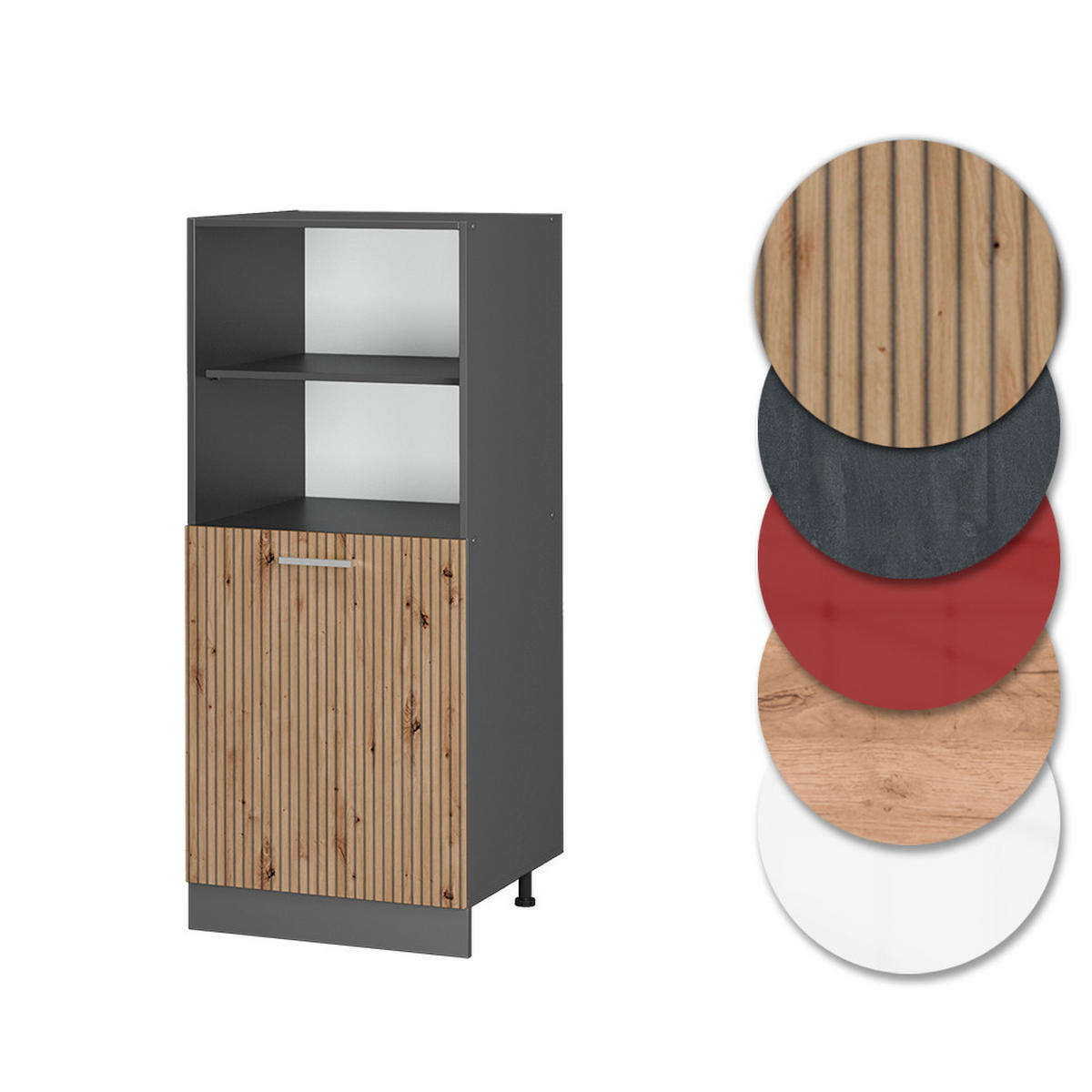 SKŘÍŇKA NA VESTAVĚNOU TROUBU R-Line Řemeslný dub - antracitová/dub artisan, kompozitní dřevo (60/143/57cm) - Vicco