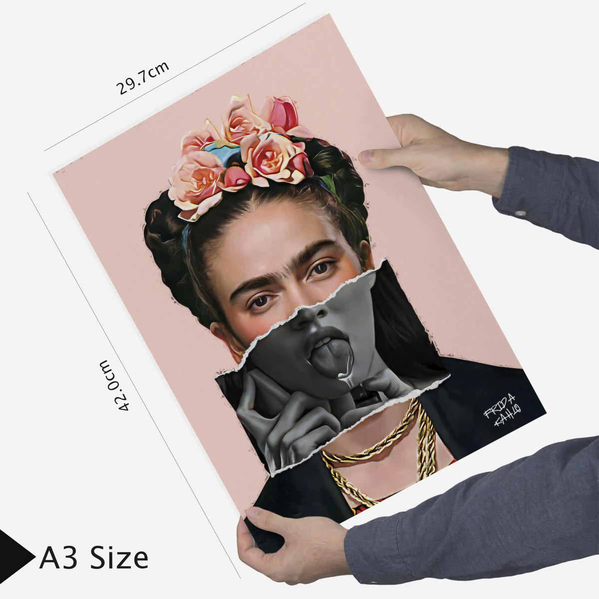 POSTER Set Mit 6 Ikonische Frida Van Gohg Collage Pop Art A3 & A4 Rahmenlos - Klar, Papier (29/3cm) - Nacnic