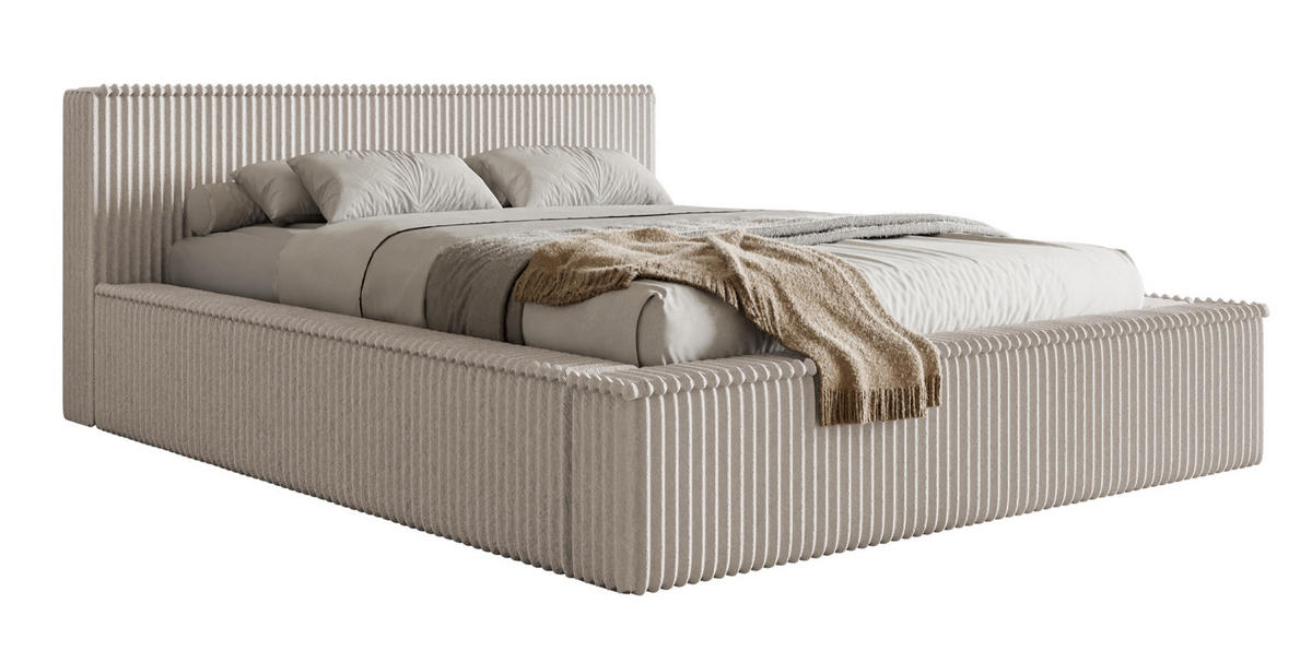 POLSTERBETT AFFOLIO Greige 180x200 cm - Taupe/Schwarz, Holz/Textil (180/200cm) - Selsey