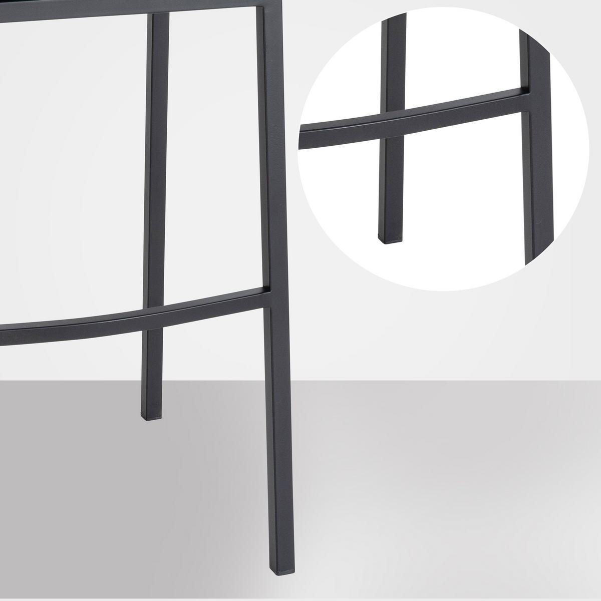 BARHOCKER Damaskus B Filz mit 4-Fuß Gestell grau - Schwarz/Grau, Textil/Metall (64/110/48cm) - TPFLiving