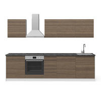 KÜCHENZEILE R-Line, Tabak-Walnuss/Weiß, 280 cm Arbeitsplatte Satin - Walnussfarben/Weiß, Holzwerkstoff (280/206.8/60cm) - Vicco