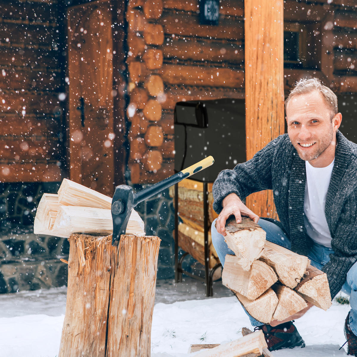 KAMINHOLZREGAL - Schwarz, Textil/Metall (370/122/38.5cm) - Relaxdays