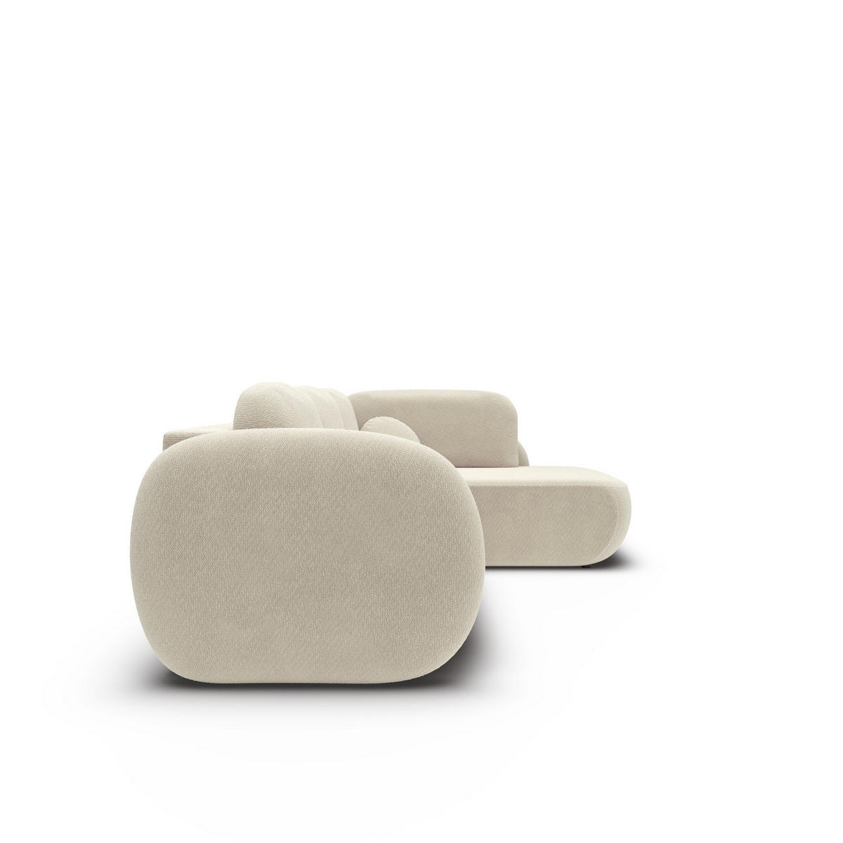 ECKSOFA AMICO II R-S Beige Geflochtener Stoff mit Schlaffunktion - Beige, Holz (289/190cm) - MASSENO