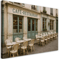 LEINWANDBILD Paris Restaurant Café 90x60cm - Beige, Textil (90/60cm) - Feeby