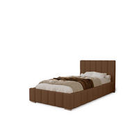 POLSTERBETT Alma 90x200 cm, Einzelbett mit Bettkasten und Lattenrost aus Holz, Velourstoff: Dunkelbraun - Dunkelbraun, Holz/Kunststoff (90/200cm) - Marpur