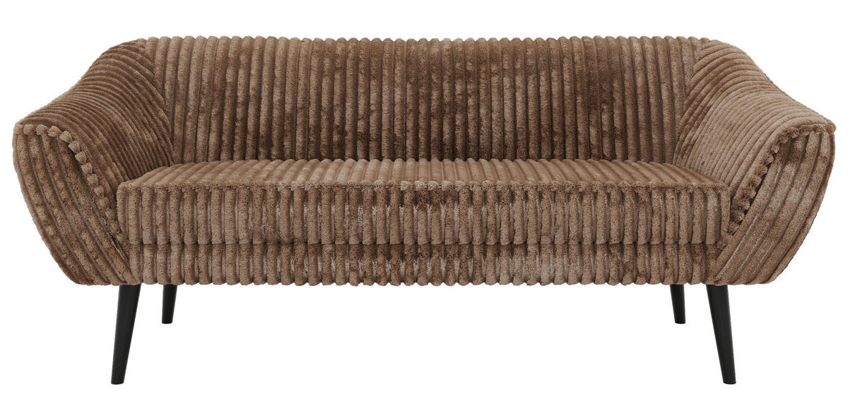 3-SITZER-SOFA PIRS - Braun Cord - Schwarze Beine - Schwarz/Braun, Holzwerkstoff/Textil (180/75/74cm) - MKS