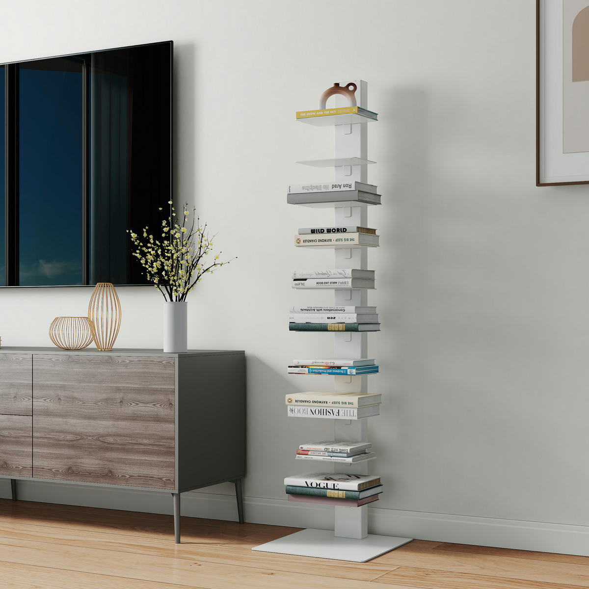 BÜCHERREGAL Eksjö - Weiß, Metall (39/150/39cm) - [en.casa]