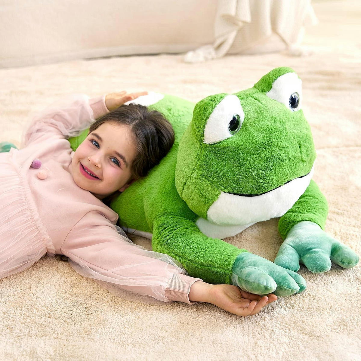STOFFTIER Frosch 78 cm - Grün, Textil (34/78cm)