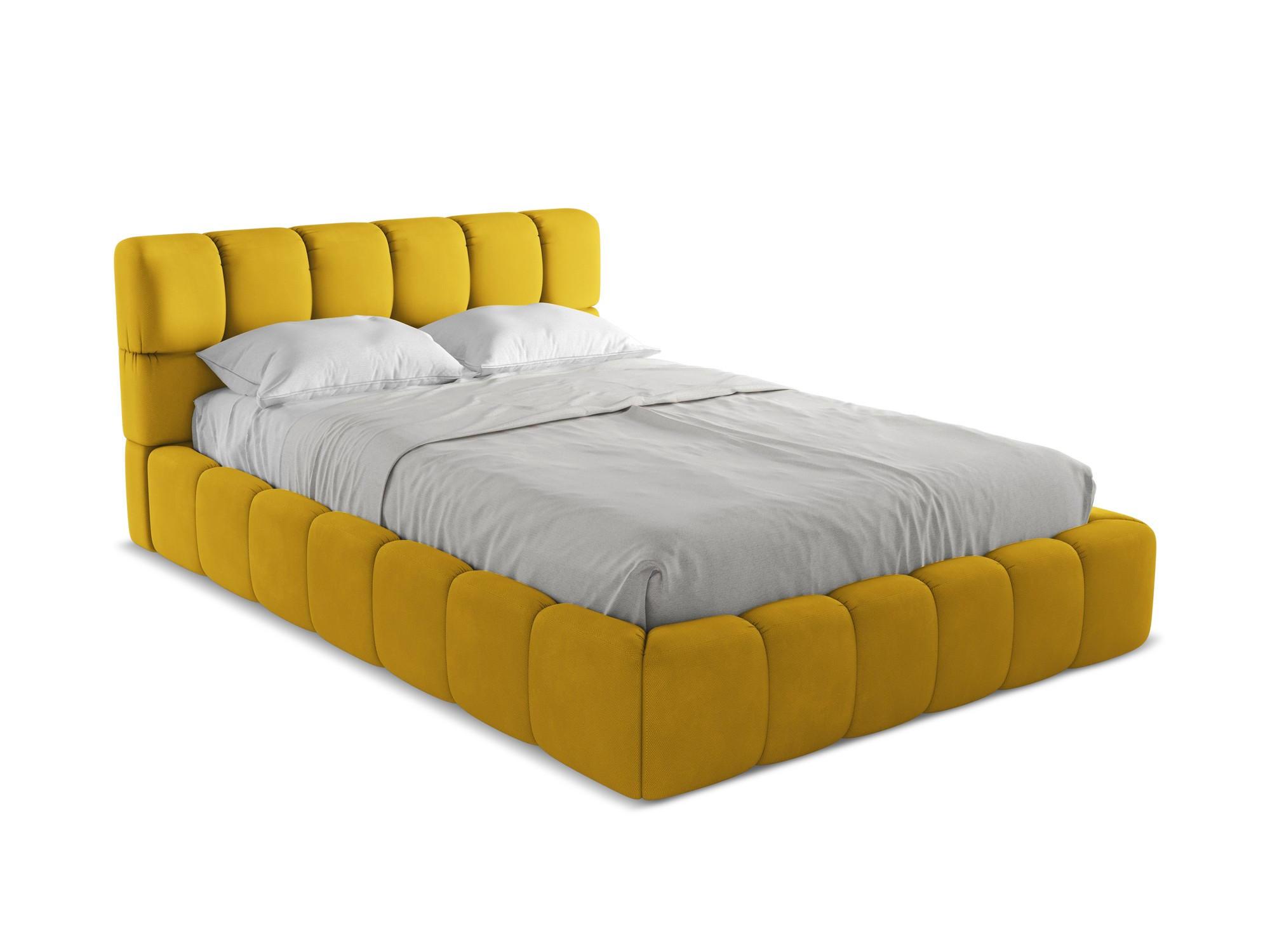 POLSTERBETT mit Bettkasten und Lattenrost 160x228 Gelb - Currygelb/Gelb, Kunststoff/Textil (140/200cm) - Makamii
