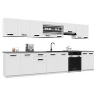 KÜCHENZEILE Italia 3 320 cm, mit Arbeitsplatten, Weiß Matt - Weiß, Holz (320/143/60cm) - B BELINI GROUP