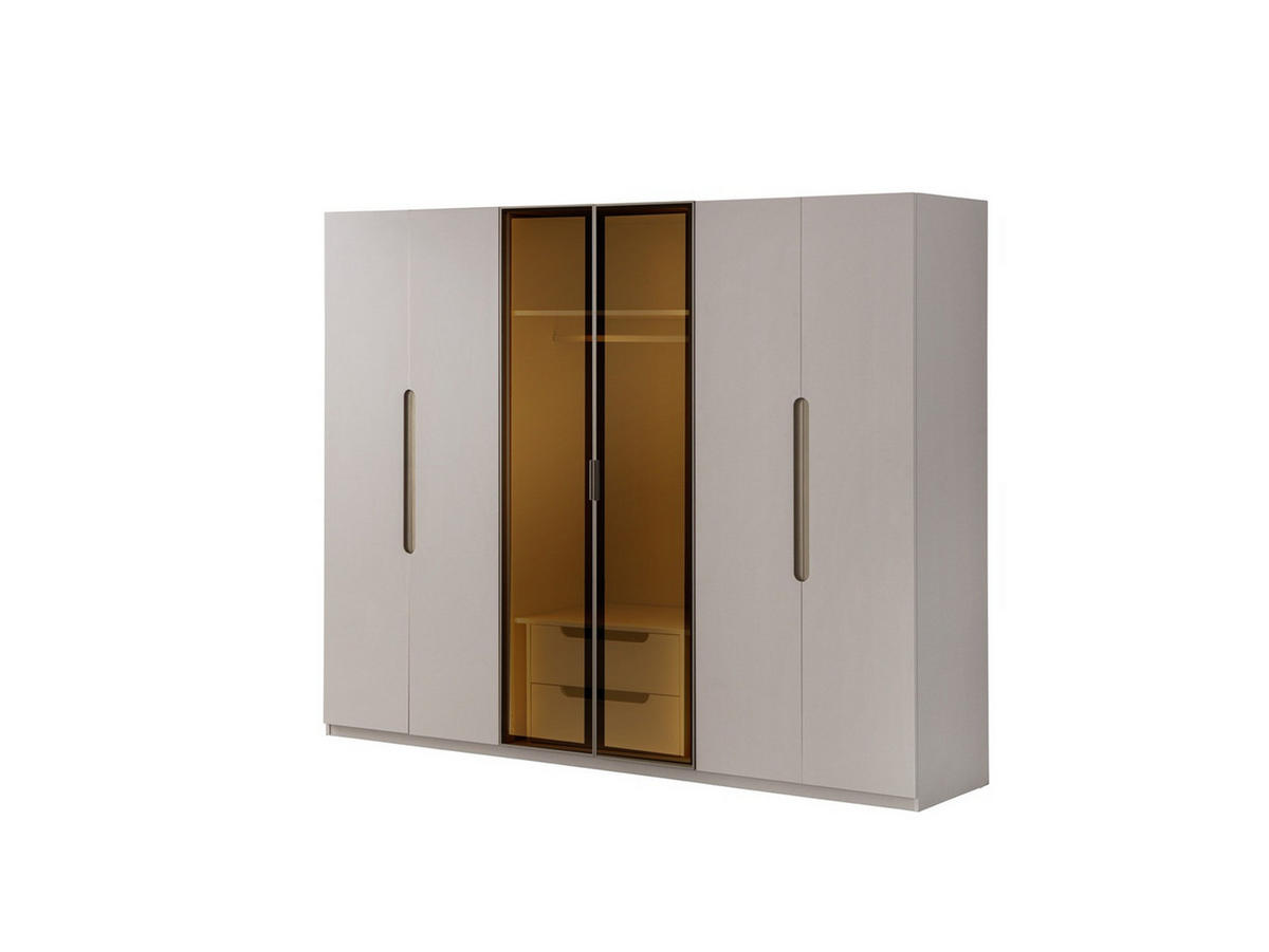KLEIDERSCHRANK Maldiv 6 trg. - Beige, Holzwerkstoff (260/215/60cm)