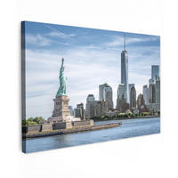 LEINWANDBILD New York - Freiheitsstatue - Wasser Deko Schlafzimmer 30x20 cm - Hellblau, Textil (30/20cm) - MuchoWow