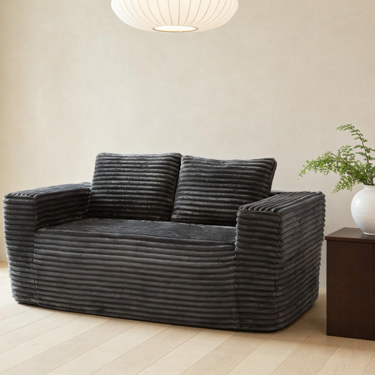 2-SITZER SOFA Cord Grau - Grau, Textil (160/58/88cm) - WISHDOR